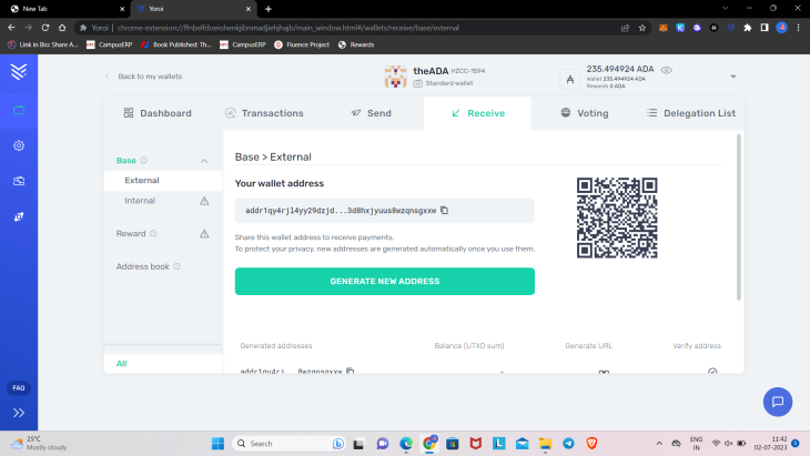 Yoroi Wallet: Receive Cardano Tokens