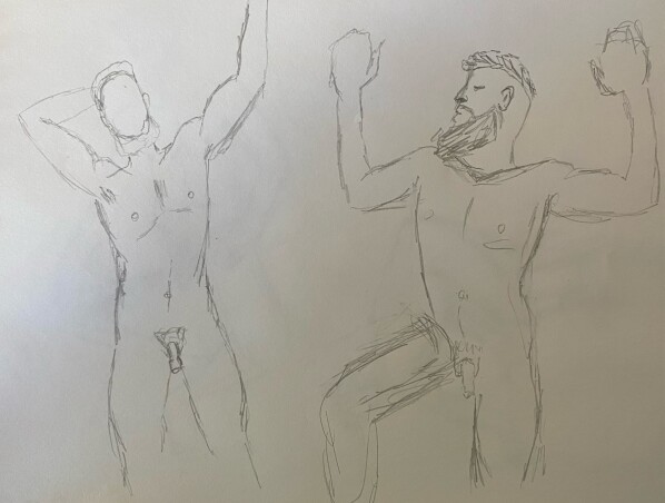 Scott in two poses - 5 minute timed pencil sketches