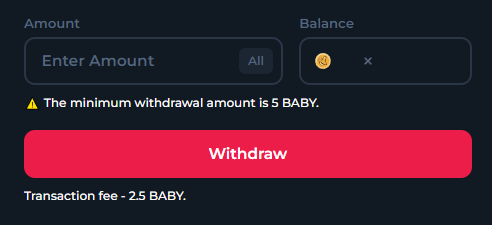 Withdrawing BABY from BetFury