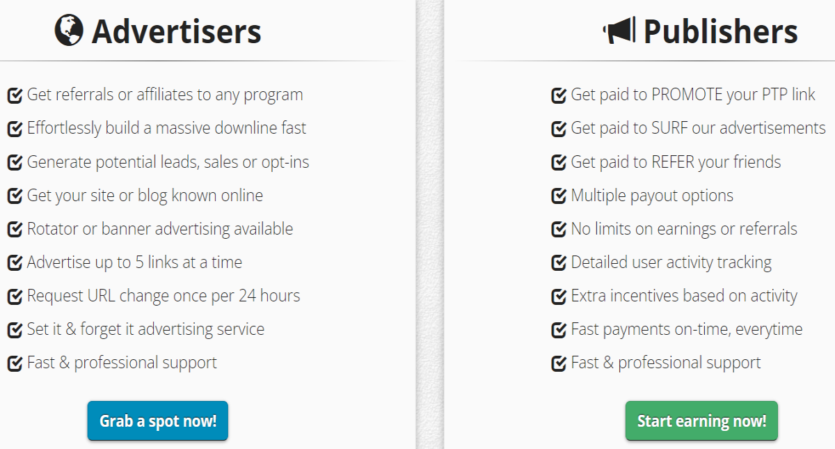 List of benefits for Advertisers and Publishers