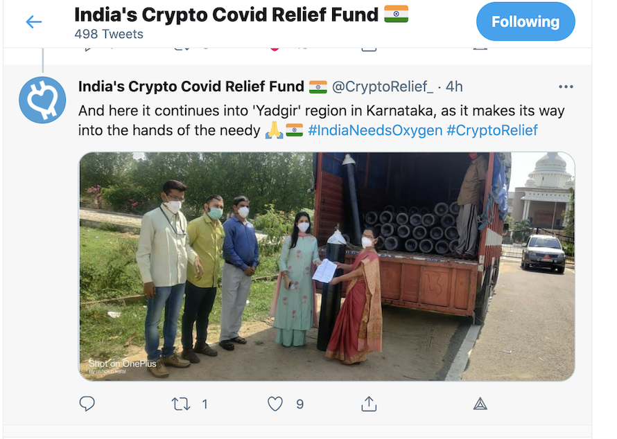 crypto donation, cryptorelief, india
