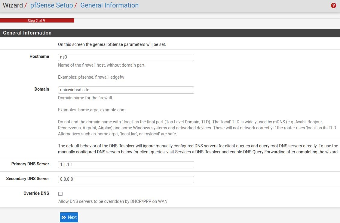 setup 2 general information pfsense setup wizard