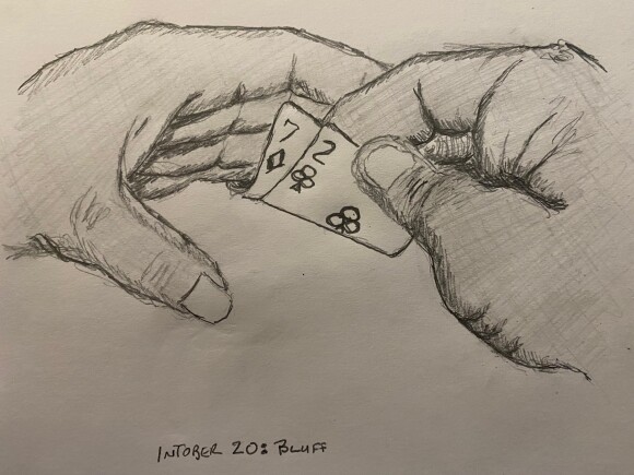 Terrible hand of draw poker - pencil