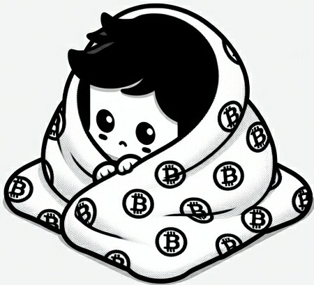 boy hiding under crypto blanket