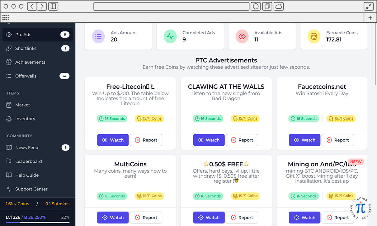 FaucetCrypto - Ptc Ads view