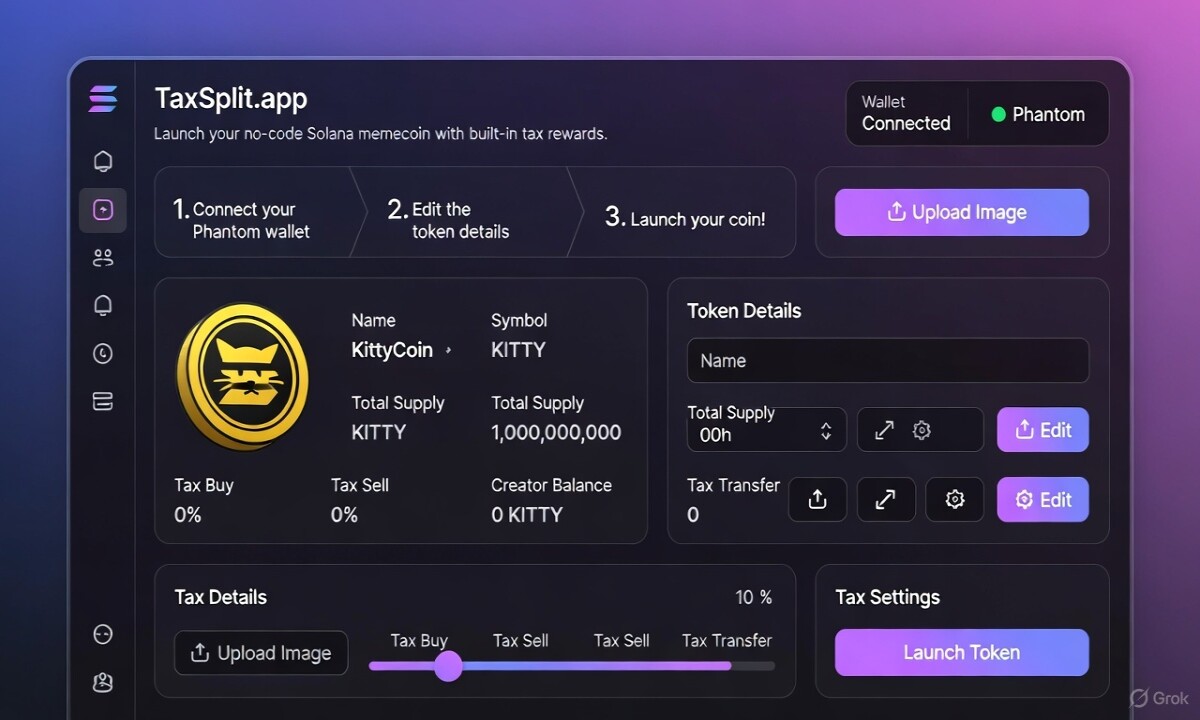 Minting Solana Memecoins is simple with TaxSplit