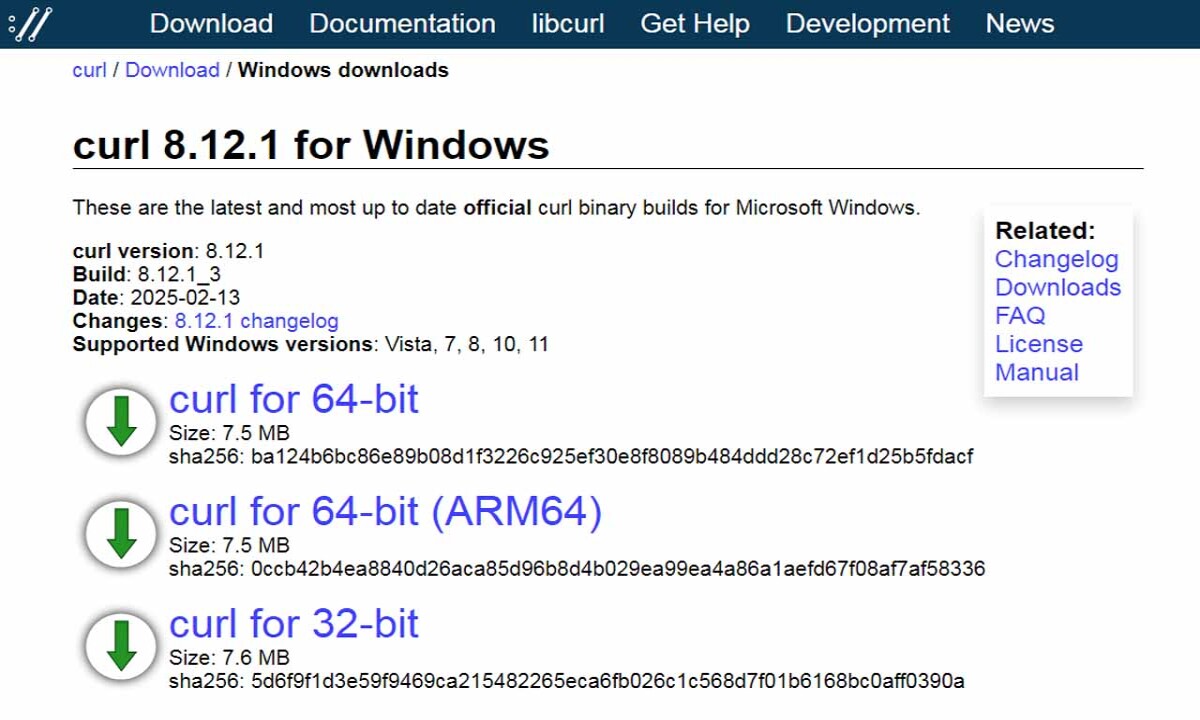 curl on windows download