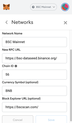 adding bsc network