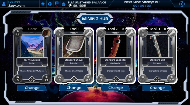 Alien Worlds mining hub