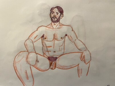 Francesco sitting - 10-minute timed colored pencil drawing
