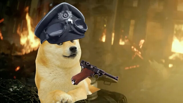 image of doge with hat and gun
