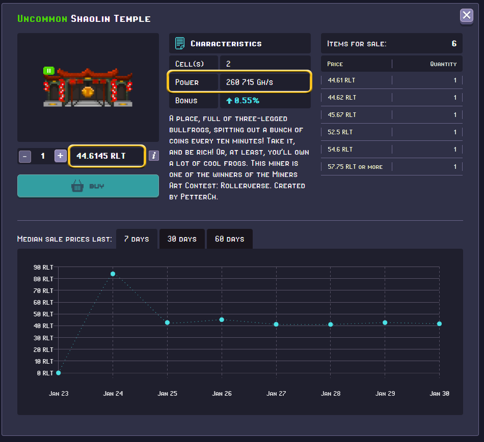 RollerCoin - Marketplace price-output crypto-miner