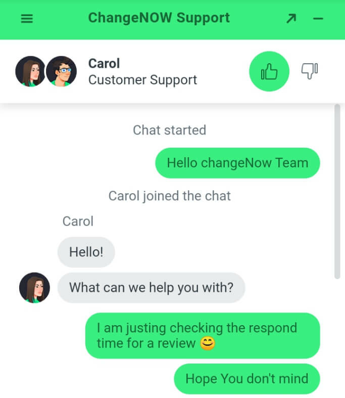 ChangeNow fast Support