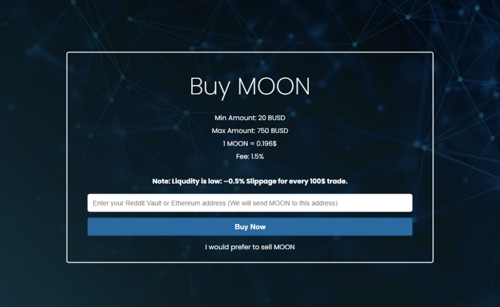 Buying Moons on MoonsSwap