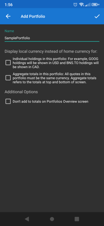Create New Portfolio