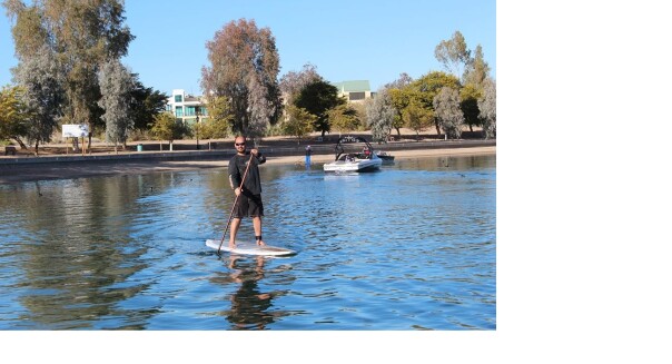 Paddleboarding at the London Bridge in Lake Havasu, Arizona