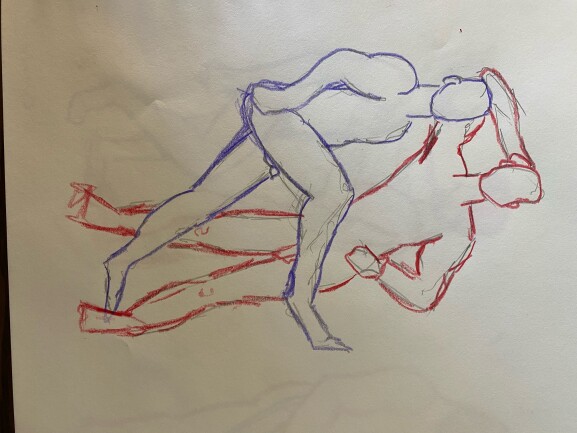 Ahmad and Joe being casual - Colored pencil drawing