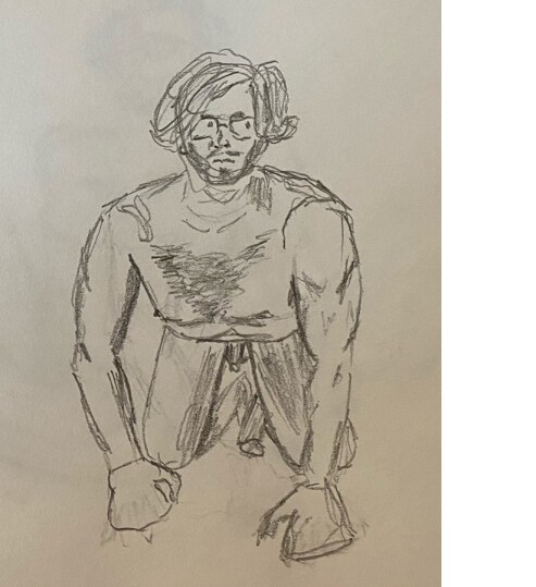 Josh in Jaguar Pose - 10 minute timed pencil sketch