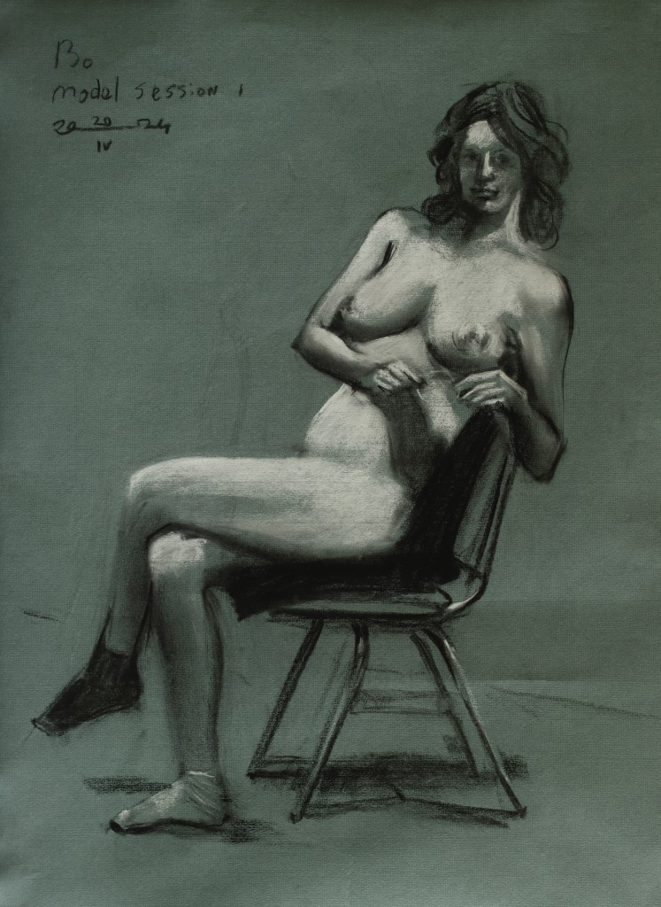 realist nude pastel drawing