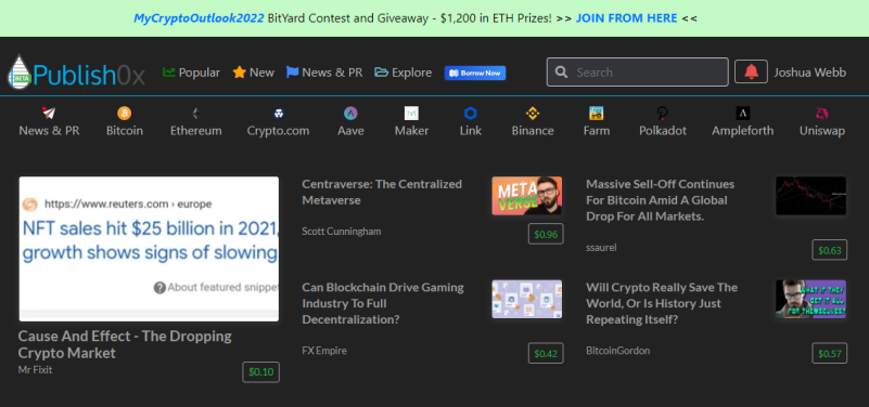 Presearch0x - The blog site that rewards you with crypto tips for reading and writing articles..