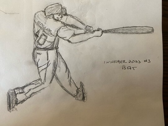 Number Forty swinging a bat - pencil