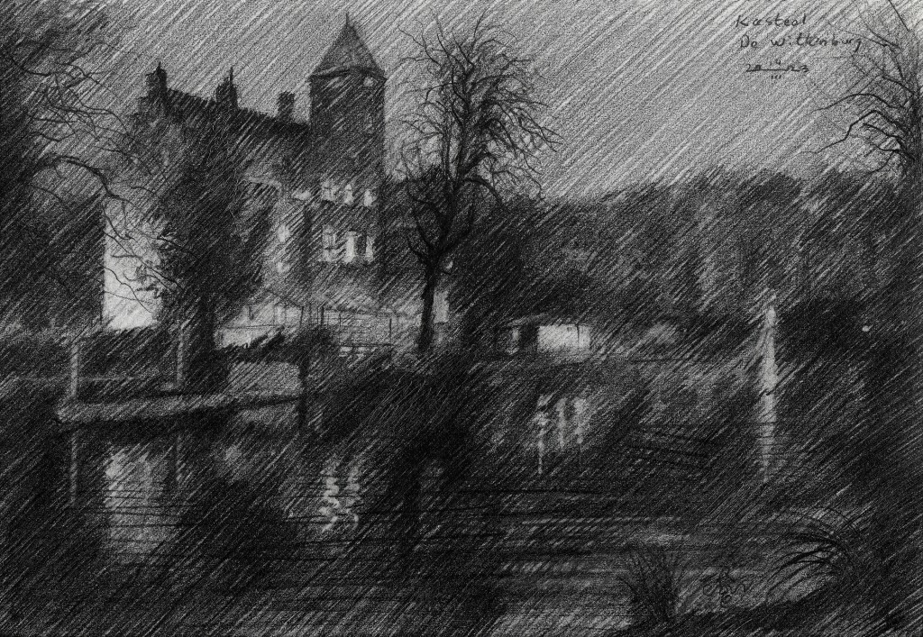 impressionist landscape graphite pencil drawing