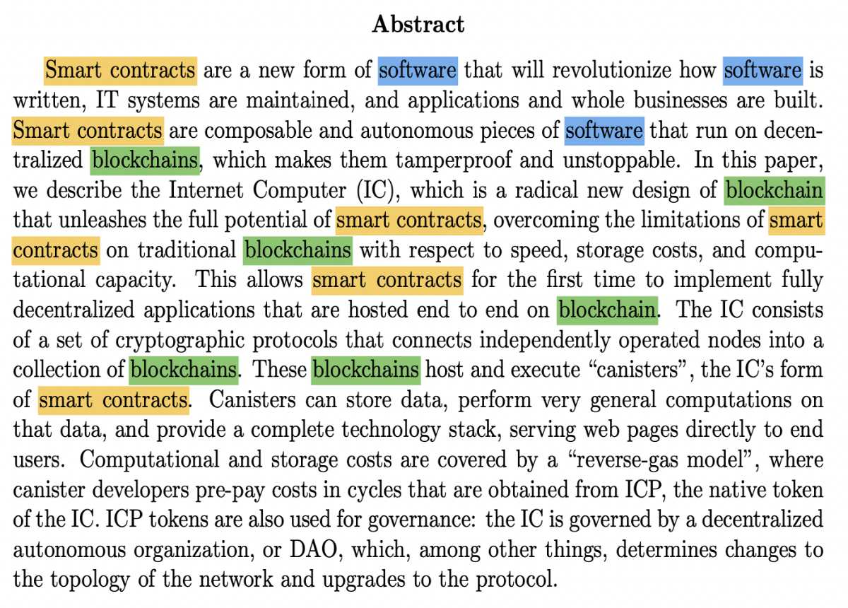 (Internet Computer Whitepaper Abstract)