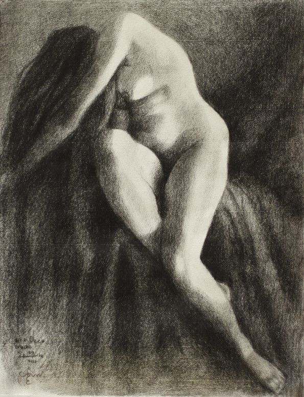 impressionist nude graphite pencil drawing