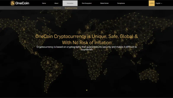 Landingpage of OneCoin (currently not reachable)