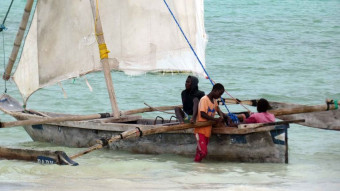 Traditional Zanzibar boat made of mango tree - it's called Ngalawa