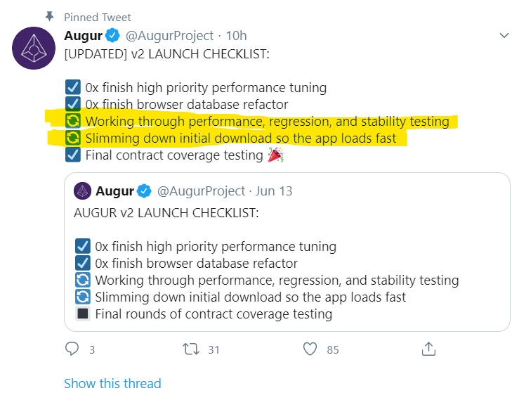 Augur Twitter screenshot.