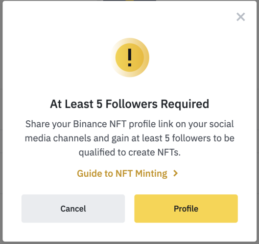 Binance NFT minting - 5 followers