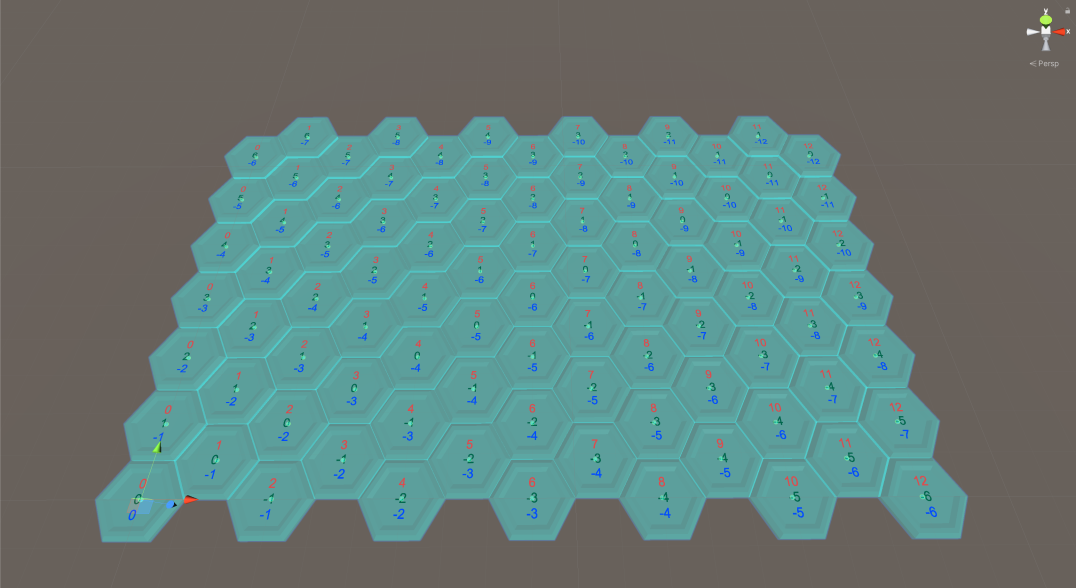 The hexagon grid with cubic x y z coordinates