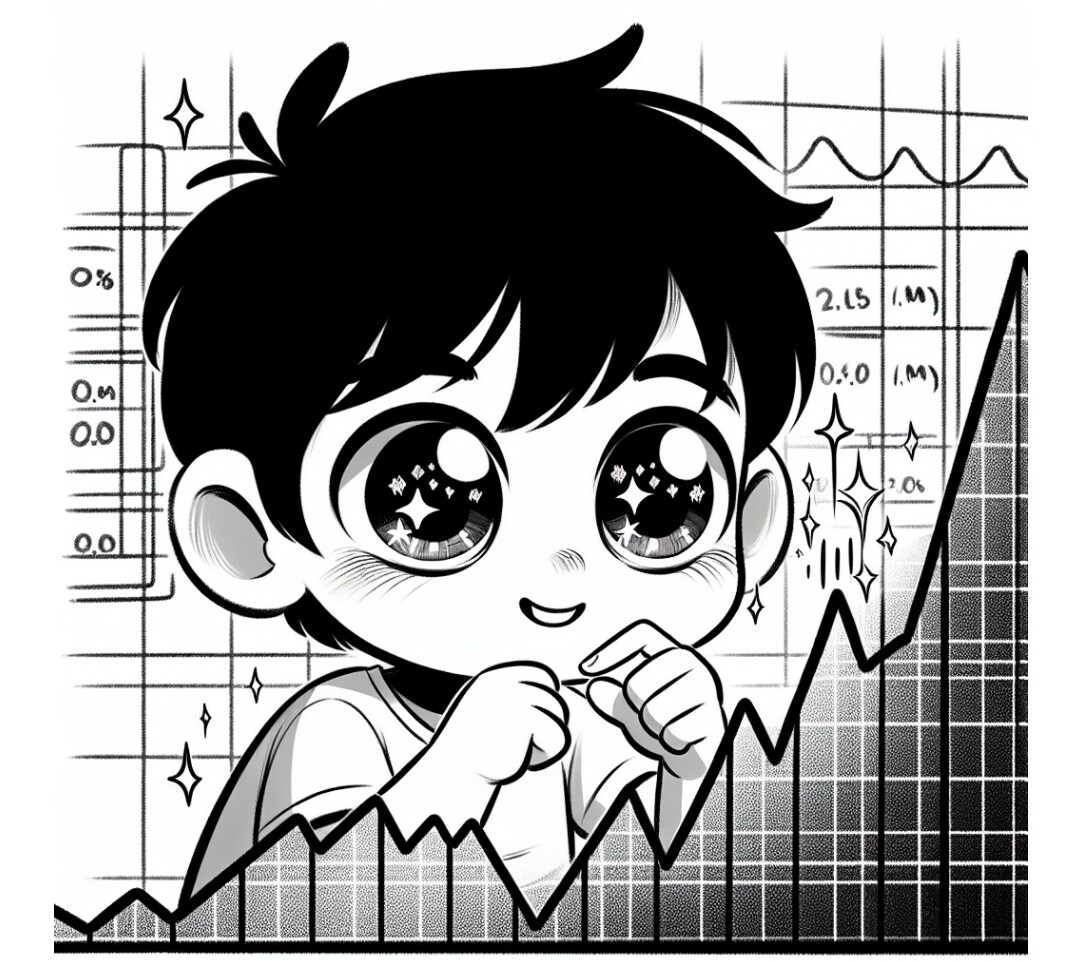Boy enthusiastically looking at crypto charts