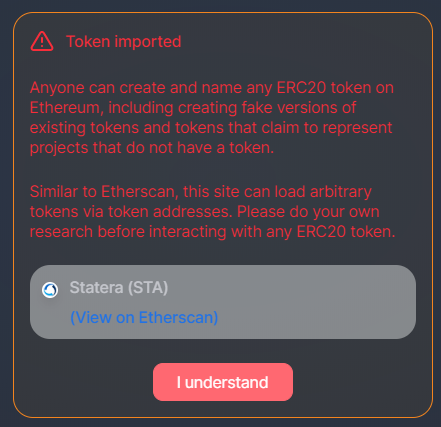 Warning ERC20