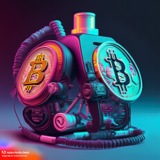 Bitcoin emblazoned oxygen machine