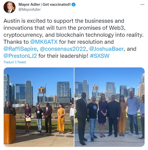 The tweet of Mayor Adler