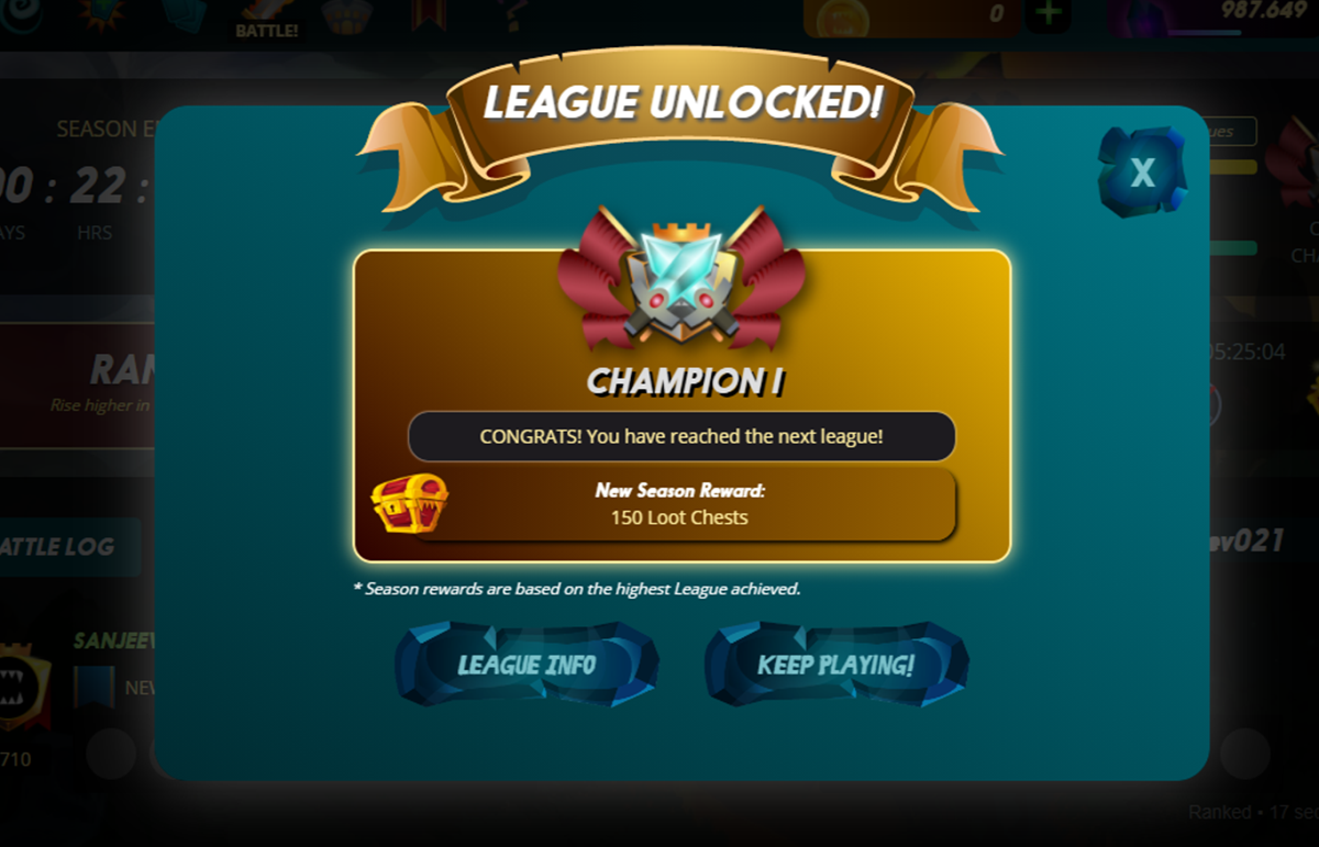 Each season finish in 15 days