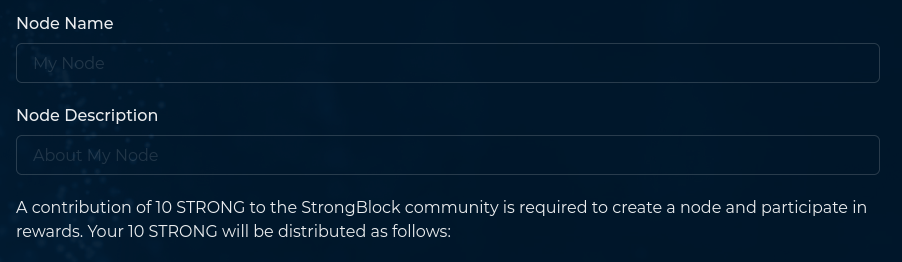 Node creation screen