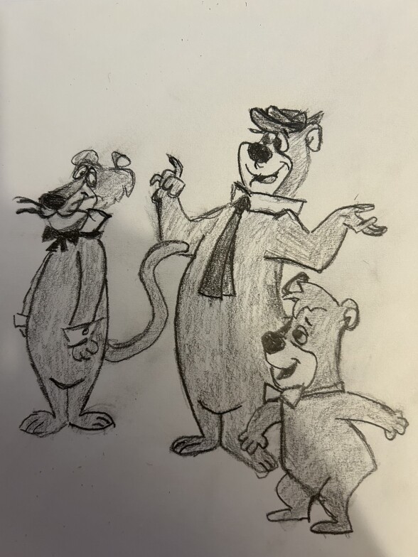 Yogi Bear and friends - fan art - graphite pencil