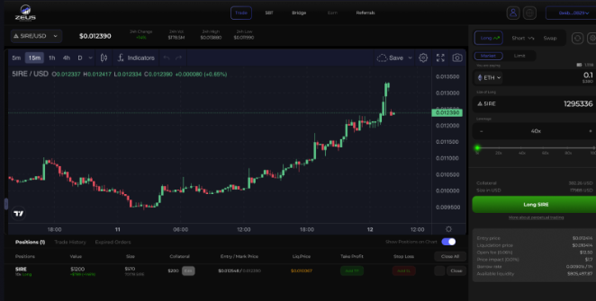Zeus Perp DEX | Source: Zeus Exchange