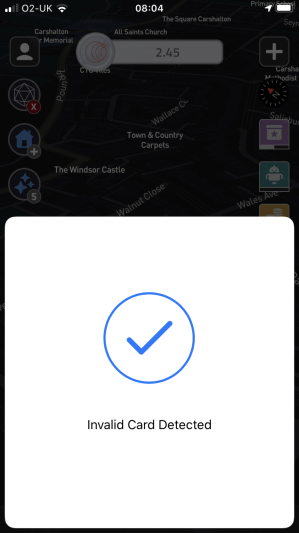 Invalid card detected