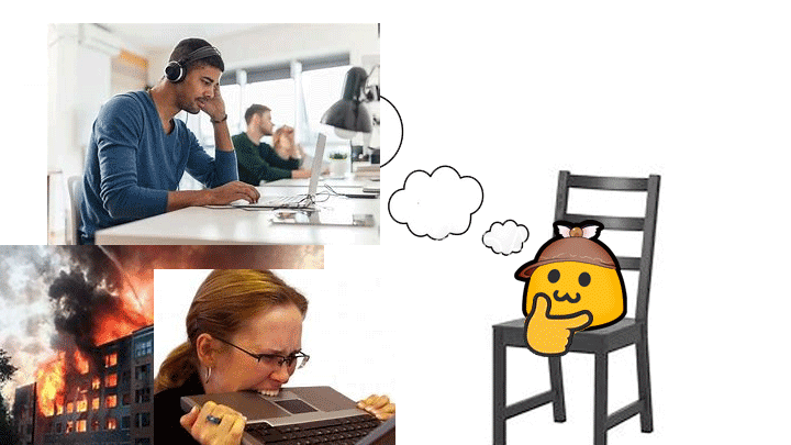 me think burned office filled with stress people