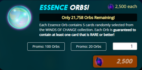Each Essence Orb costs 25% more than a Booster Pack!