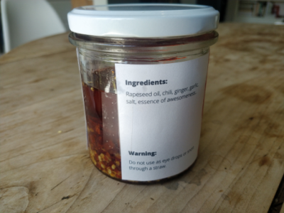 Chili Oil Labeled Back