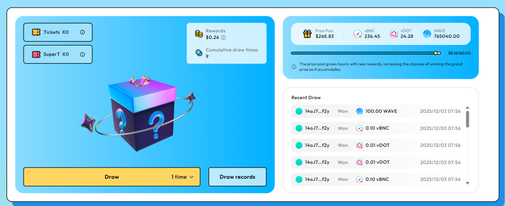 Web3LuckyDraw vDOT vBNC crypto Bifrost