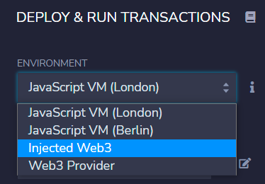 Remix Deploy and Run Transaction Environment Injected Web3