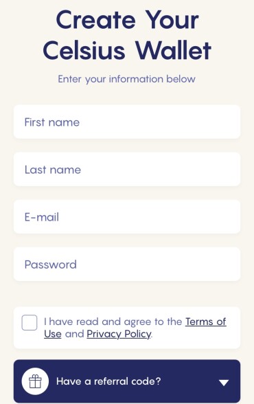 Celsius Registration