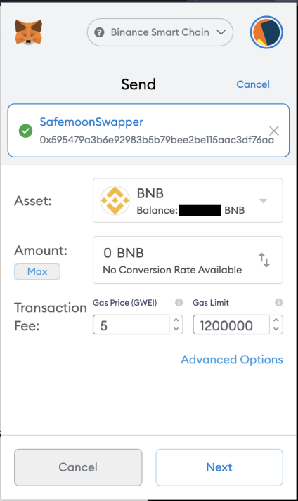 MetaMask Safemoon Swapper Example