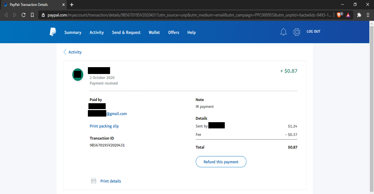Transaction details